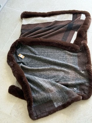 Poncho Type Throw Made By ‘Catch Me’ 100% Polyester Fur Trim - Image 1 of 4