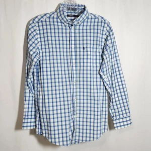 Izod Boys Size Large (14-16) Long Sleeve Button Down Blue Green White Shirt - Picture 1 of 8