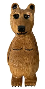 Orso grizzly 8" intagliato a mano 1998 vintage pancia e tette in legno - Foto 1 di 5
