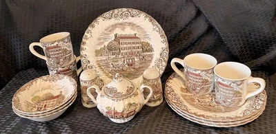 15 Pces Johnson Brothers Heritage Hall Plates Bowls Mugs Sugar Salt Pepper - Image 1 of 4