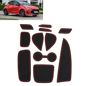 ˇ11pcs Center Console Liners PVC Anti Slip Door Pocket Mats Kit For Yaris - Picture 1 of 22