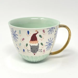 NEW Anthropologie Holiday Spirit Christmas Cat Santa Hat Emily Isabella Green - Picture 1 of 5