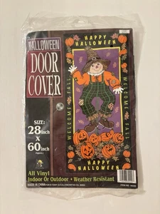 Vintage Halloween Tür Abdeckung Vogelscheuche Kürbisse Vinyl wetterfest 28 x 60 - Bild 1 von 7