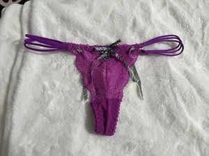 Native Purple Strappy Lace Thong Size Medium Super Sexy - Picture 1 of 2