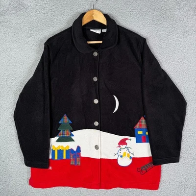 Suéter polar vintage de Navidad de los 90 para mujer XL abotonado nieve ciudad de Navidad Foto 1 de 4