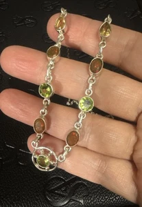 Vintage.925 Sterling Silber Citrin, Peridot Halskette - Bild 1 von 11