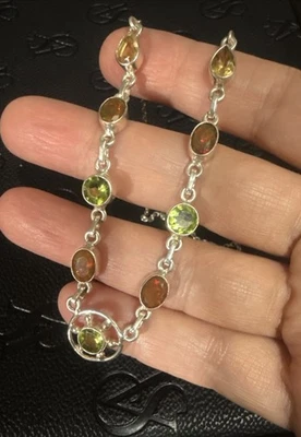 Collar vintage de plata de ley 925 citrino, peridoto Foto 1 de 4