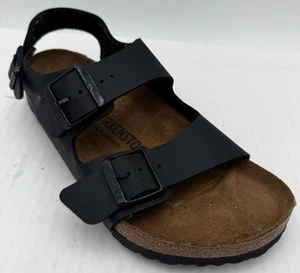 Birkenstock Milano Unisex L9/M7 Core Black Leather Buckle Strap Casual Sandals - Picture 1 of 9