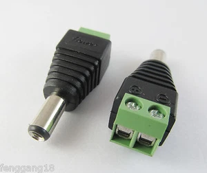 100x 5.5 x 2.5mm Male DC Power LED CCTV Video Balun Terminals Connector Adapter - Picture 1 of 6