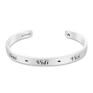 Azaggi Rhodinierte versilberte Manschette INSPIRIERENDES Armband VENI VIDI VICI B0840S - Bild 1 von 7