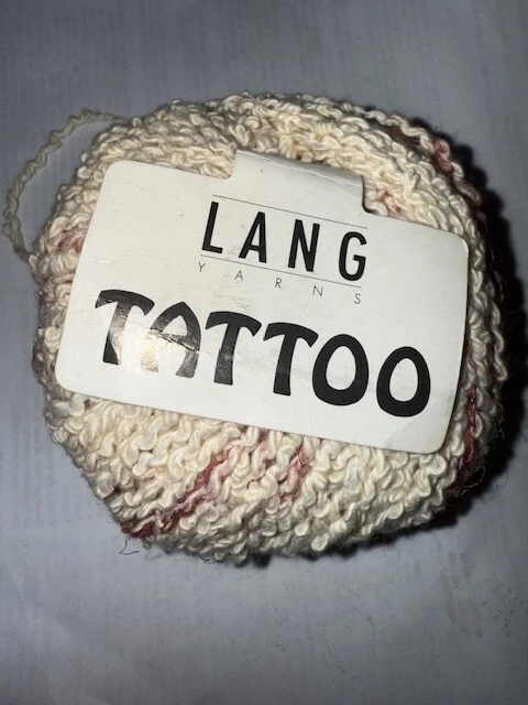 Lang Yarns boucle cotton blend yarn - TATTOO - # 1861 Cream & Red / 50g, 60m - Image 1 of 1