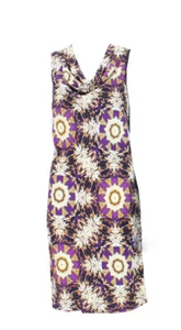 Ellen Tracy Azul Marino Multi Mangas Estampado Cuello Vuelto Vestido Recto XS - Imagen 1 de 2