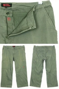 FJALLRAVEN Womens 100% Cotton Hiking Trekking Long Green Pant Trousers Size 46 W - Picture 1 of 13