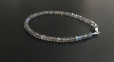 Pulseras de mujer con cuentas de piedras preciosas facetadas de labradorita azul natural de 6-8"" Foto 1 de 4