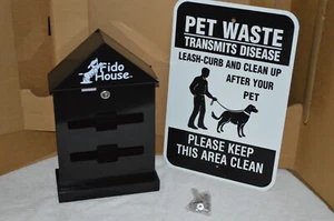 Fido House Pet Waste Bag Dispenser & Sign Comes With Keys & Hardware - Picture 1 of 4
