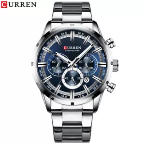 CURREN Men Wristwatch with Calendar Chronograph Business Male Steel Quartz Watch - Picture 1 of 14