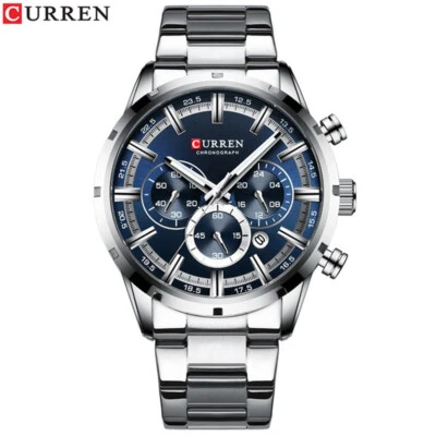 CURREN Men Wristwatch with Calendar Chronograph Business Male Steel Quartz Watch - Image 1 of 4