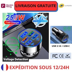 Chargeur rapide de voiture allume-cigare USB et USBC Type-C pour IPhone Samsung - Photo 1/6