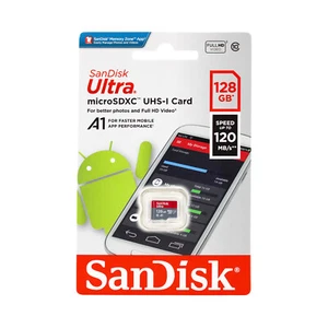 SanDisk 128GB Ultra MicroSDXC 120MB/s Read UHS-I Card A1, C10, U1, Full HD - Picture 1 of 2