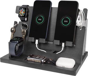 Cadeau Homme Organisateur De Bureau Bois Support Telephone Bureau Cadeau Saint V - Photo 1/12