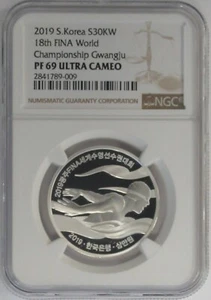 2019, South Korea FINA World Championship Gwangju 30,000 Won Silver NGC PF69 - Picture 1 of 2
