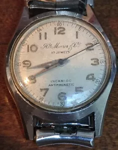 H. Moser & Cie Waterproof Mechanical Wind Military Style Watch Works 17 Jewels - Picture 1 of 19