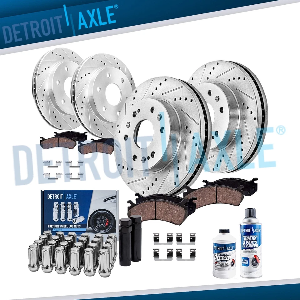 Pastilla de freno de rotor perforado delantero trasero 24 piezas tuerca con llaves para Tahoe Yukon Suburban Foto 1 de 4