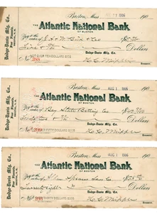 Bristol businessman Henry Chandler Whipple (1846-1928) three SIGNED 1906 checks - Picture 1 of 2