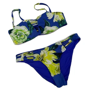 Unbranded Womens Bikini Top and Bottom Reversible Blue Floral Large - Picture 1 of 12