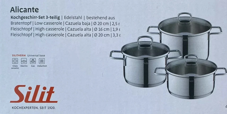 Silit Alicante Edeka Topf-Set 3-Teilig - Silber