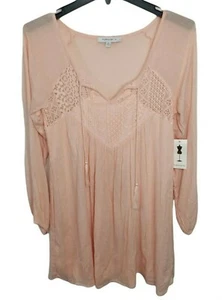 NWT Purple Snow Pink Boho Lightweight Long Sleeve Short Dress Women's Size S - Picture 1 of 5
