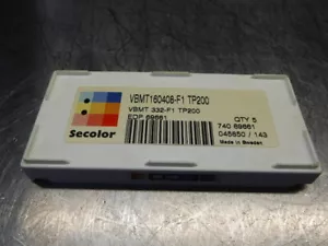 Seco Carbide Inserts QTY5 VBMT332-F1 / VBMT160408-F1 TP200 (LOC1168C) - Picture 1 of 4
