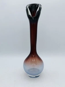 Orrefors Nils Landberg Tan-Si glass bulb vase graded blue to ruby engraved marks - Picture 1 of 7