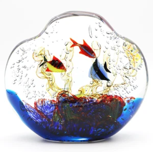 LARGE and HEAVY Fabulous MURANO Fish AQUARIUM Art Glass Sculpture Signed - Imagen 1 de 9
