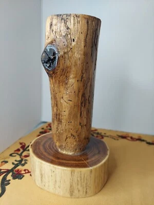 Candelabro rústico de madera a la deriva hecho a mano barnizado borde crudo madera 8" de alto 5"... Foto 1 de 4