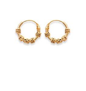 Boucles d'Oreilles Ethniques en Plaqué Or 18 carats  Créoles de Bali - 12 mm  - Imagen 1 de 4