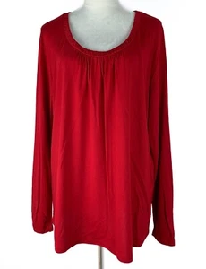 Talbots Pullover Scoop Camicia Rayon Lyocell Manica Lunga Donna 2X Rosso Nuovo - Foto 1 di 12