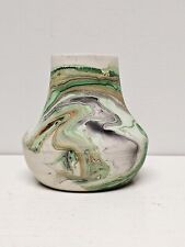 Nemadji Pottery Green Swirl Vase 4.5 Inches