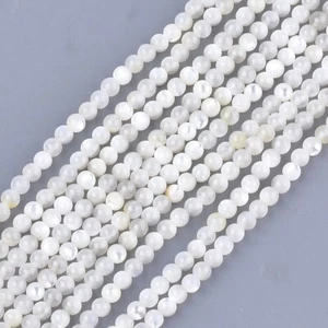 10Strand Natural White Round Shell Mother of Pearl Shell Beads Strands 3mm 14.9" - Picture 1 of 2