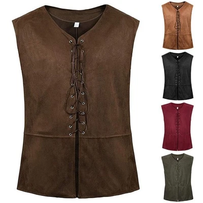 Men's Vest Waistcoat Autumn Comfortable Cosplay Fashion Lace-up Renaissance - Image 1 of 4