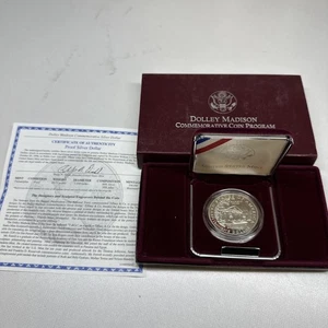 1999 Dolley Madison Silver Dollar Commemorative $1 Coin Proof COA Velvet ￼Case - Picture 1 of 6