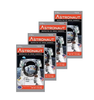 EDU SCI 4er Set Neapolitanisches Eis Sandwich Astronaut gefriergetrocknet Weltraum Essen Neuheit