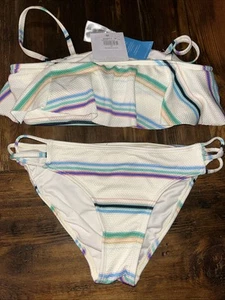 O'Neill Girls Lowtide Ruffle Bralette Set Swim Suit Large 14 NEW - Picture 1 of 2