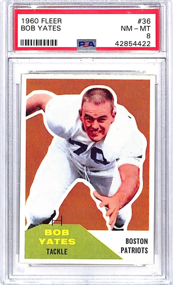 1960 Fleer #36 Bob Yates Boston Patriots Football Card PSA 8 NM-MT ID:45678 - Image 1 of 2