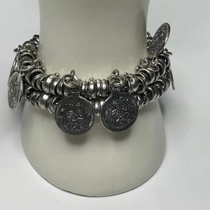 brüniertes silberfarbenes Münze Bettelarmband Modeschmuck  - Bild 1 von 12
