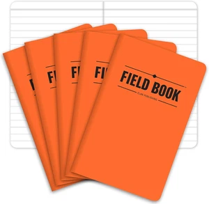 Field Notebook/Pocket Journal - 3.5"X5.5" - Orange - Lined Memo Book - Pack of 5 - Picture 1 of 12