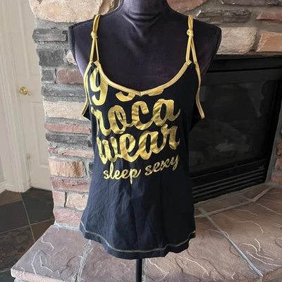 Roca Wear Y2K Black and Gold Tank Top Sz XL  Gold Trim NWT - Image 1 of 4