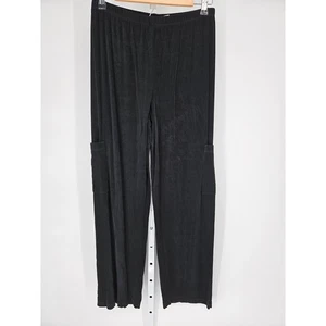 Pantalone donna Chico's Travelers nero misto acetato vita alta gamba larga taglia 1 - Foto 1 di 5