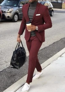 ZARA Red 2 PC 2 Piece Slim Fit SUIT Size Jacket Blazer US 40 40R Pants Waist 31 - Picture 1 of 8