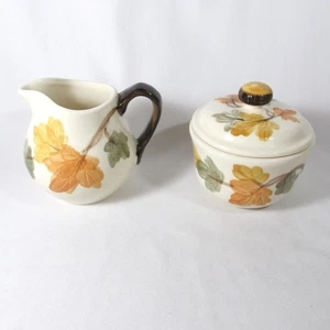 Franciscan October Creamer & Sugar Bowl w Lid USA Backstamp Vintage Fall Leaves - Picture 1 of 12